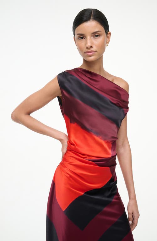 Staud Phare One-shoulder Stretch Silk Midi Dress In Black
