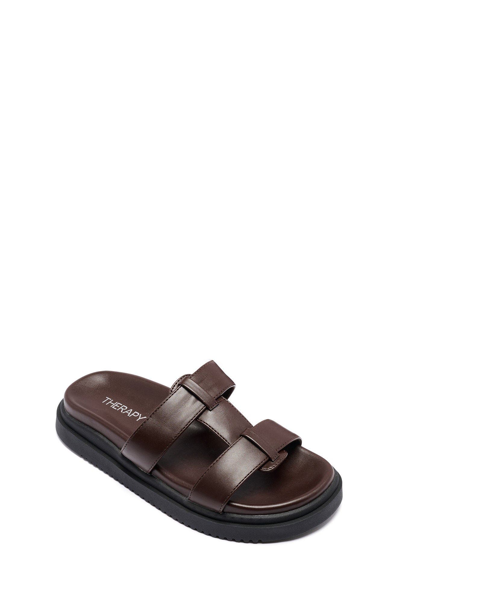 Pause open round toe sandal, Main, color, Chocolate Smooth Pu