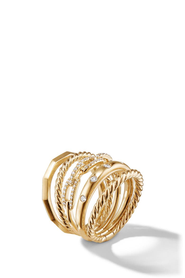 Stax Wide Ring with Diamonds in 18K Gold, Alternate, color, 18K YELLOW GOLD