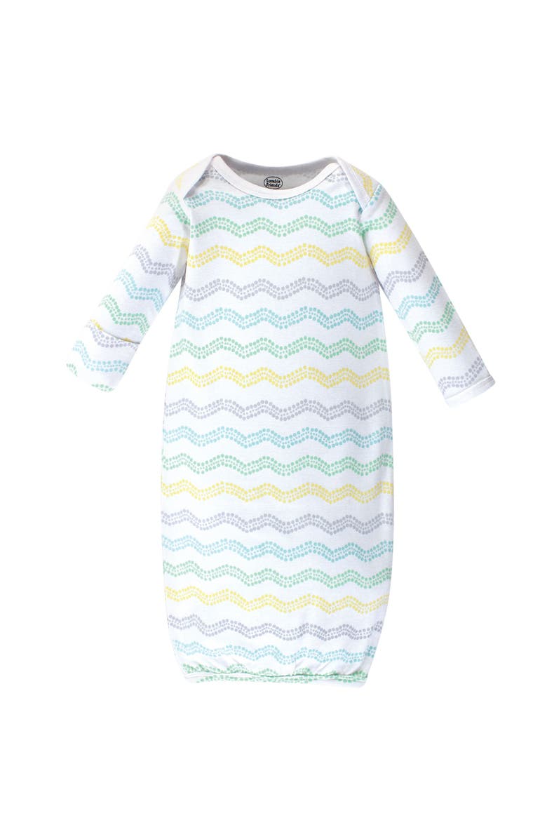 Luvable Friends 4Pk Interlock Gowns, Alternate, color, Basic Elephant