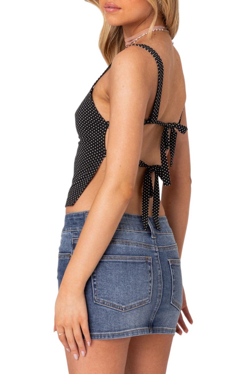 EDIKTED Kaia Polka Dot Crop Top, Alternate, color, Black