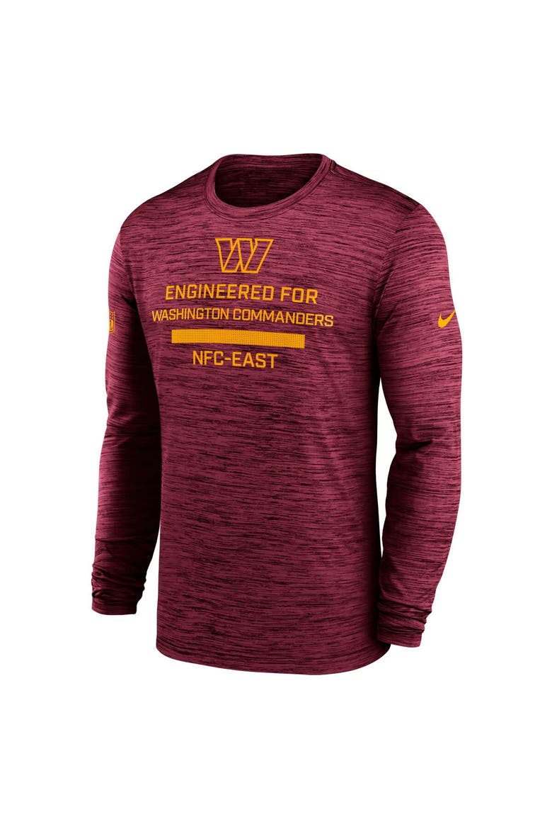 Men's Nike Burgundy Washington Commanders Sideline Velocity Performance Long Sleeve T-Shirt, Alternate, color, Burgundy