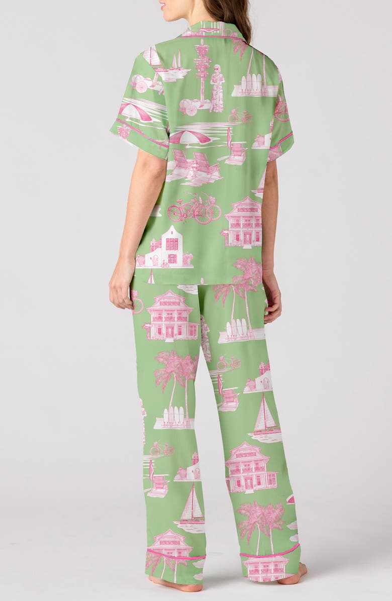 Katie Kime Florida Toile Pajamas, Alternate, color, Green/ Pink