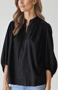 ocean+main Cotton Poplin Peasant Top