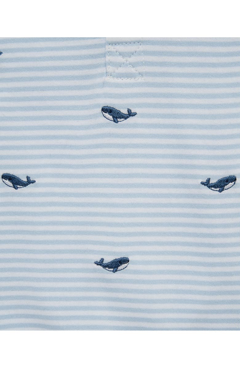 Little Me Whale Embroidered Terry Romper & Sun Hat Set, Alternate, color, Blue