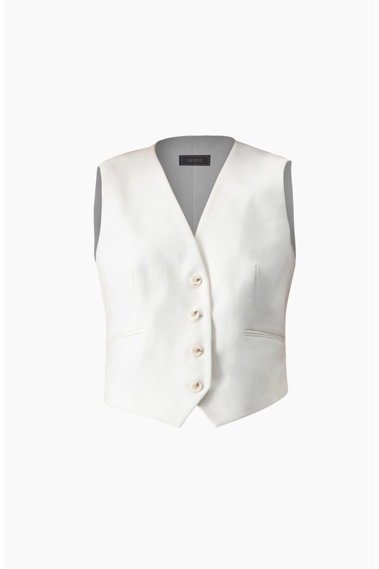 Short Vest with Simulated Pockets, Alternate, color, Ivory