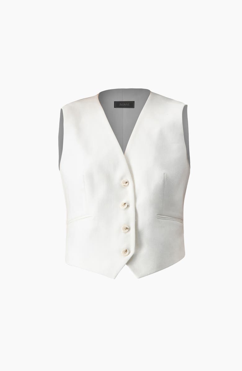 IVONNE Short Vest with Simulated Pockets, Alternate, color, Ivory