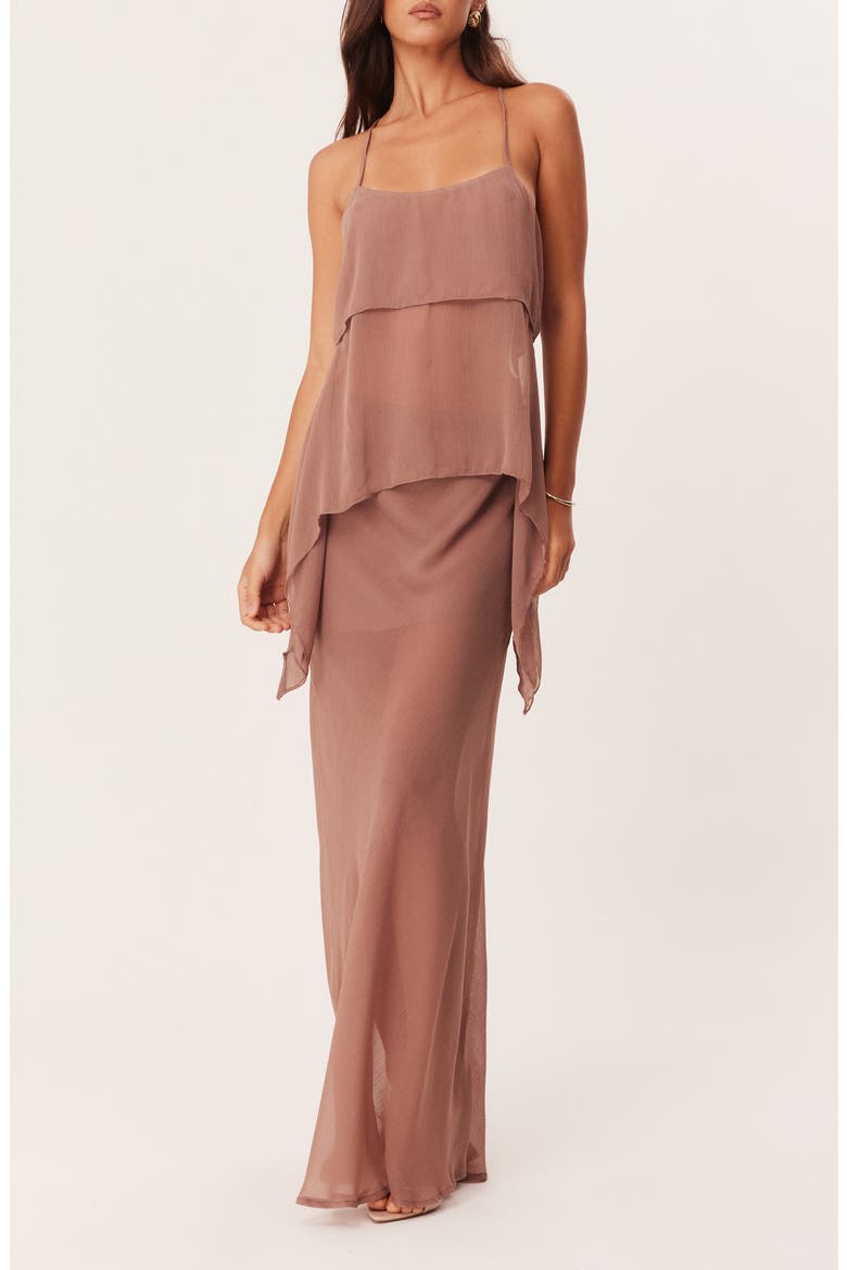 Tamara Handkerchief Hem Chiffon Cami Top, Alternate, color, MOCHA