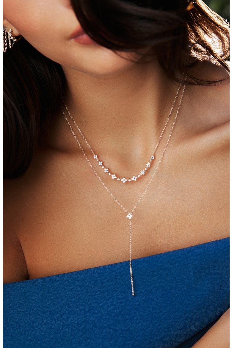Fleur Diamond Y-Necklace, Alternate, color, 14K YELLOW GOLD
