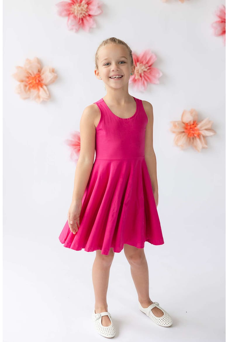 Organic Cotton Sleevless Solid Twirl Dress, Alternate, color, Begonia