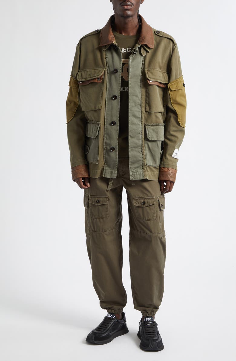 Dolce&Gabbana Cavallo Cotton Gabardine Cargo Jogger Pants, Alternate, color, Verde Oliva Scuro
