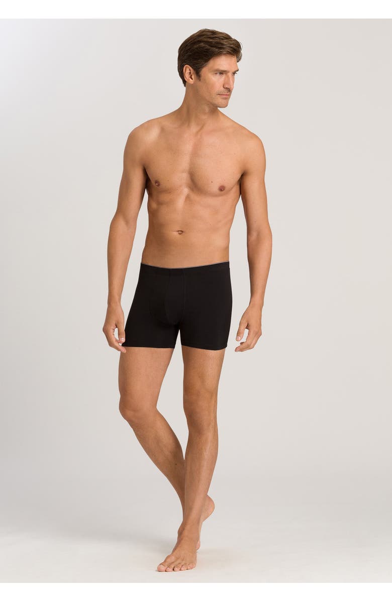 Hanro Cotton Superior Long Leg Boxer Brief, Alternate, color, Black
