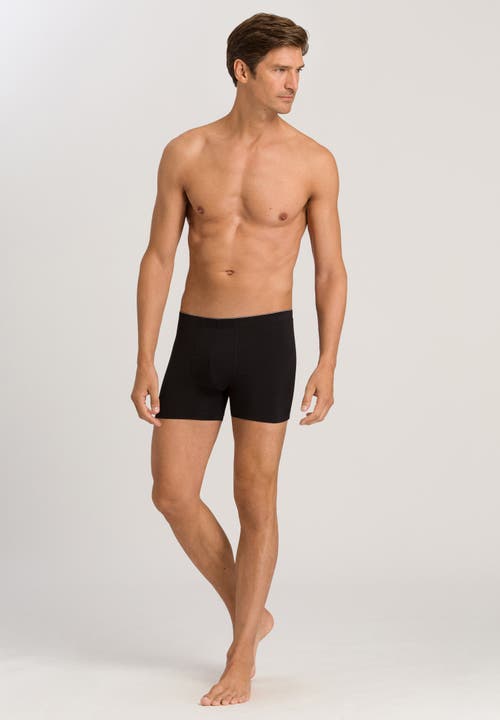 Hanro Cotton Superior Long Leg Boxer Brief In Black