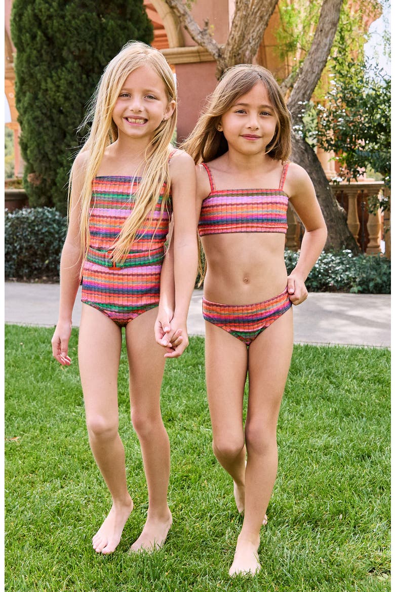Kids' Brixtyn Belted One-Piece Swimsuit, Alternate, color, JETTY STRIPE