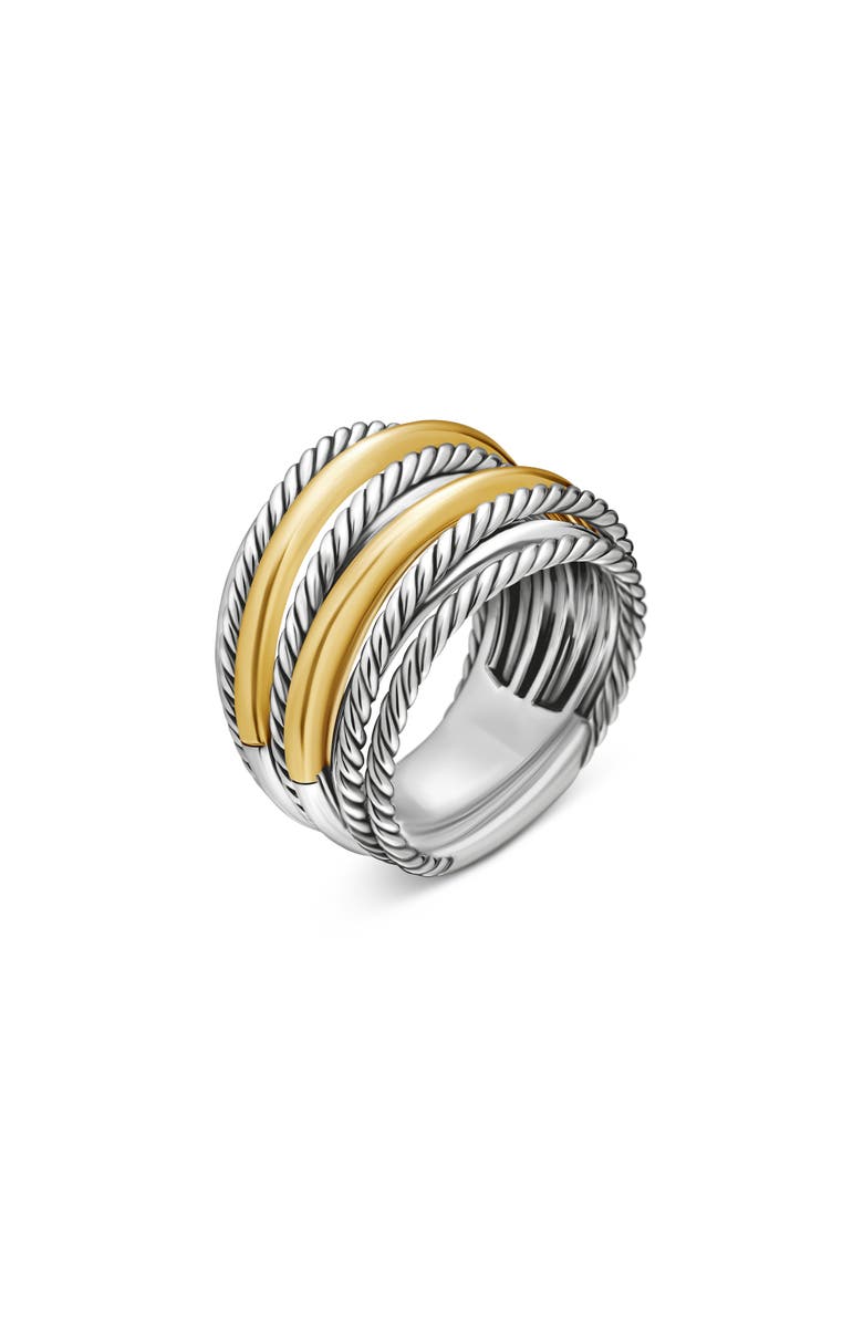 David Yurman Crossover Wide Ring with 18K Gold, Alternate, color, Silver/ Gold