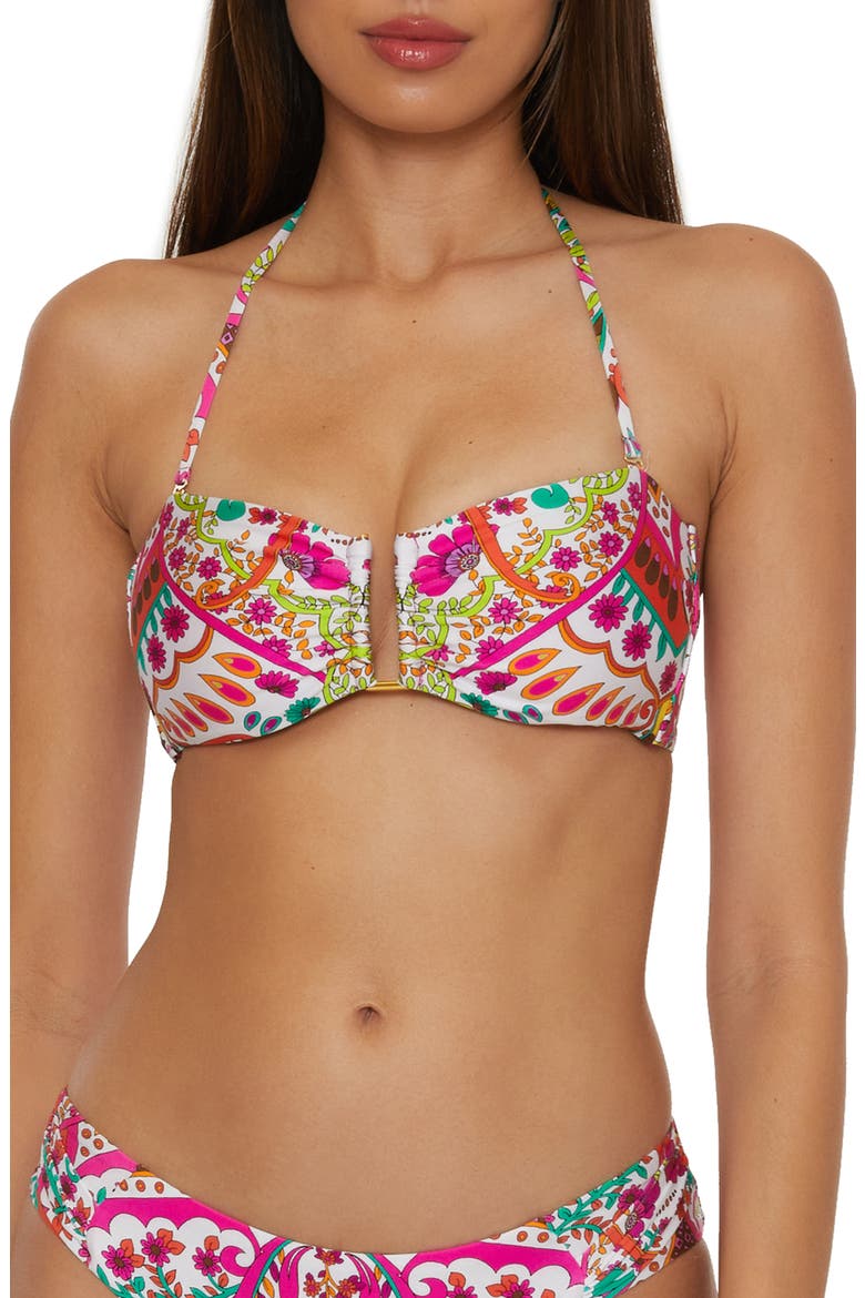 Hawaiian Bandeau Bikini Top, Main, color, PINK MULTI