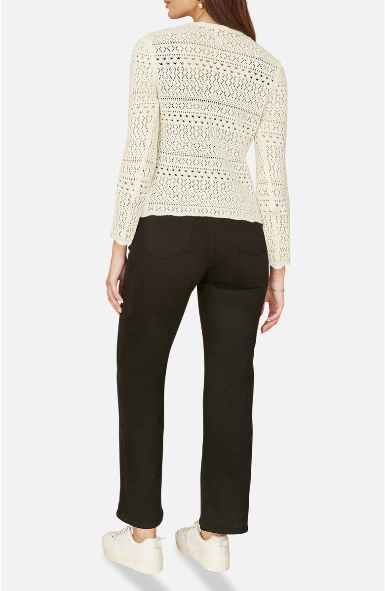 Yumi Crochet Tie Front Cardigan, Alternate, color, Ivory