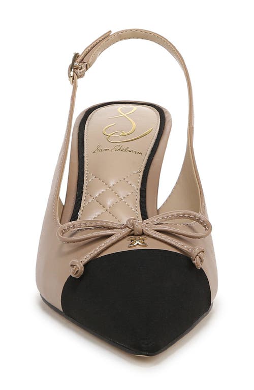 Sam Edelman Willette Slingback Pointed Cap Toe Pump In Soft Beige/black