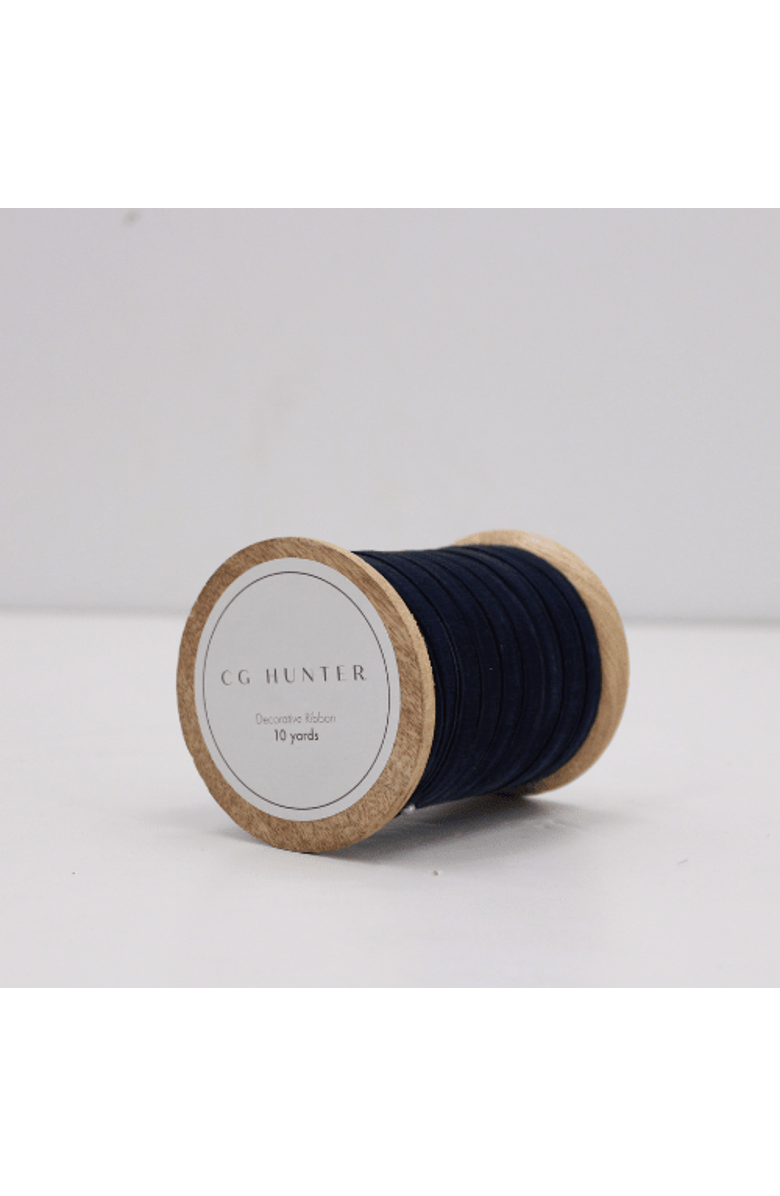 CG Hunter Narrow Hand Dyed Velvet Ribbon Dark Blue, Alternate, color, Dark Blue