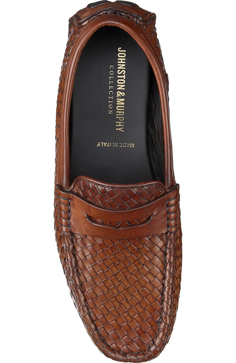 Johnston & Murphy Dayton Woven Penny Driver, Alternate, color, Brown Italian Calfskin