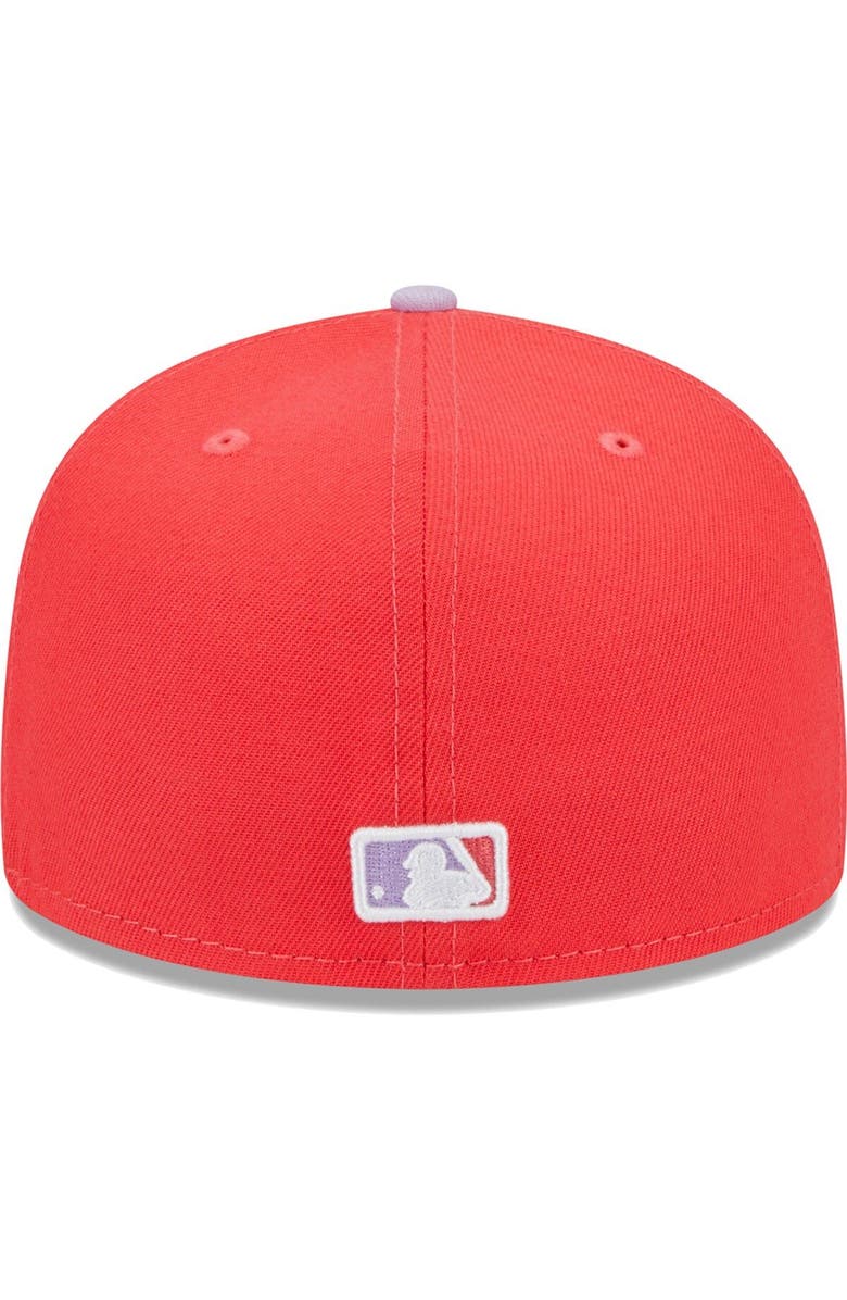 New Era Men's New Era Red/Lavender Miami Marlins Spring Color Two-Tone 59FIFTY Fitted Hat, Alternate, color, Red