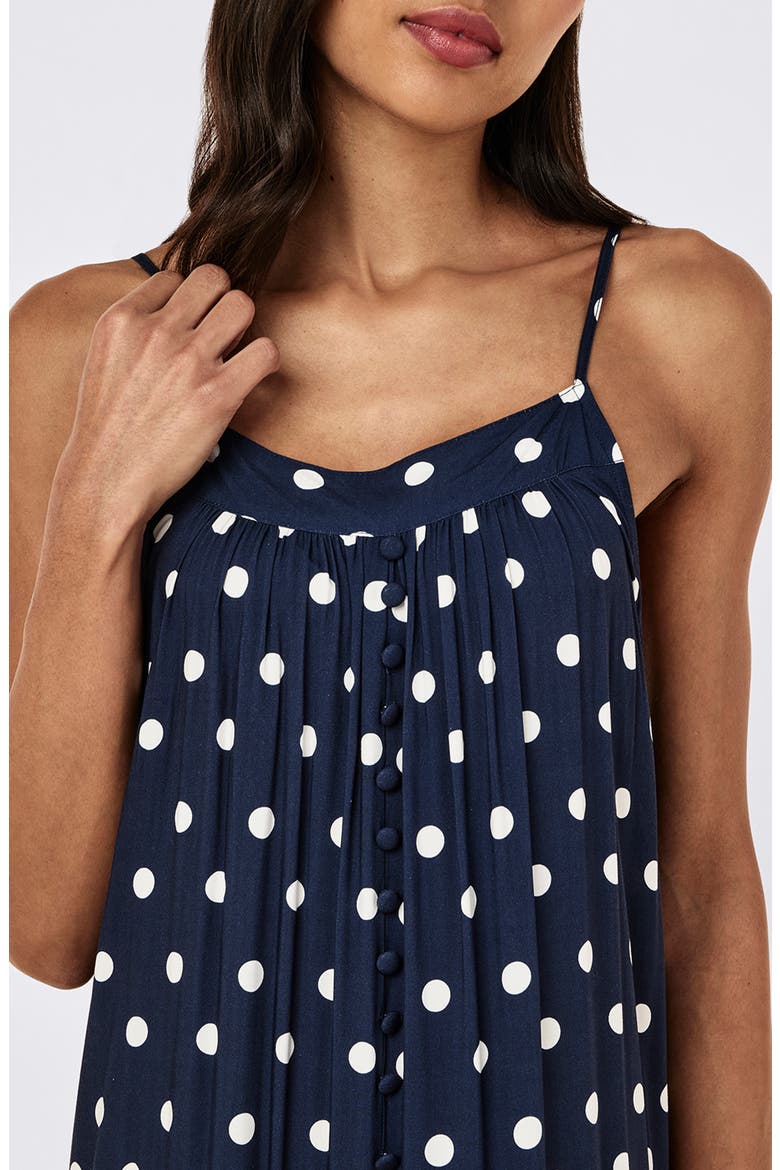 Tiered Maxi Nightie, Alternate, color, DEEP NAVY/ CREAM SPOT