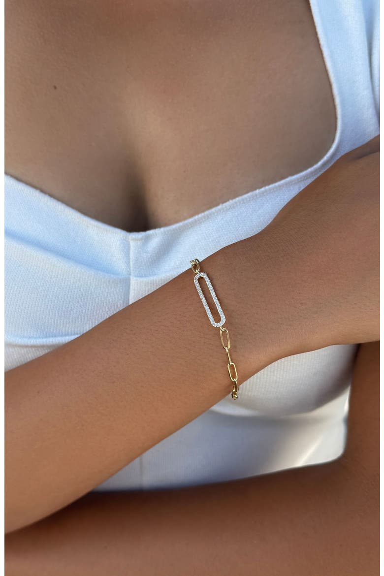 Elongated Pavé Chain Bracelet, Alternate, color, GOLD