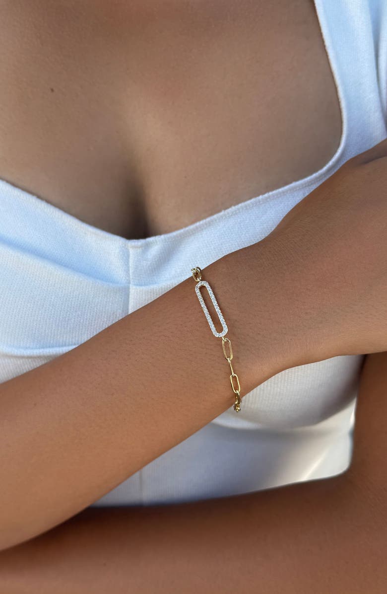 Adornia Elongated Pavé Chain Bracelet, Alternate, color, Gold