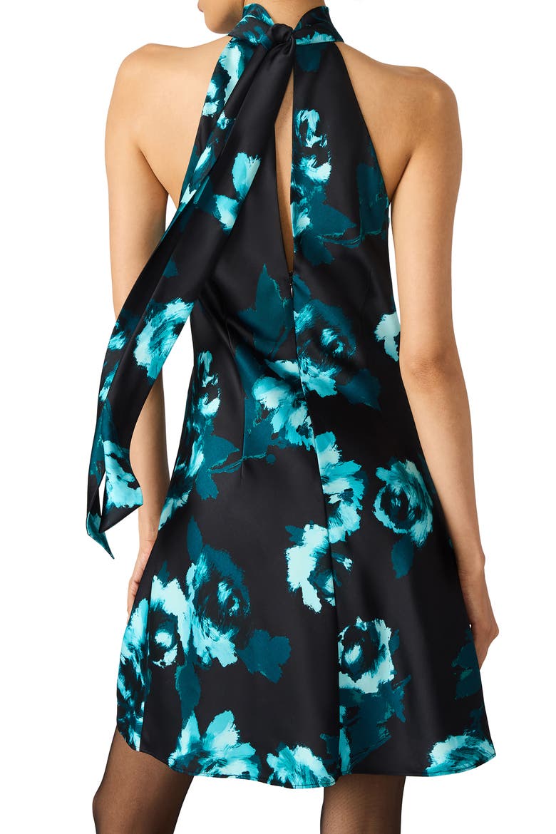 Lara Floral Print Mini Halter Dress, Alternate, color, DECO ROSE