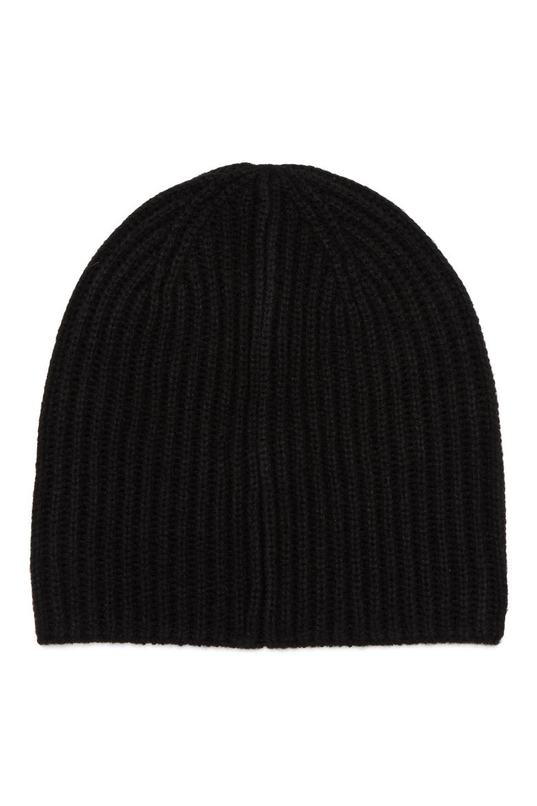 pearl embellished knit beanie, Alternate, color, BLACK