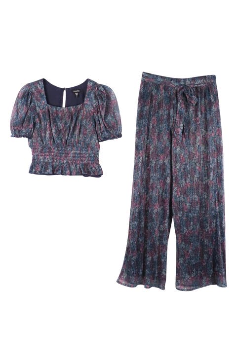 Kids' Metallic Plissé Top & Pants Set (Big Kid)