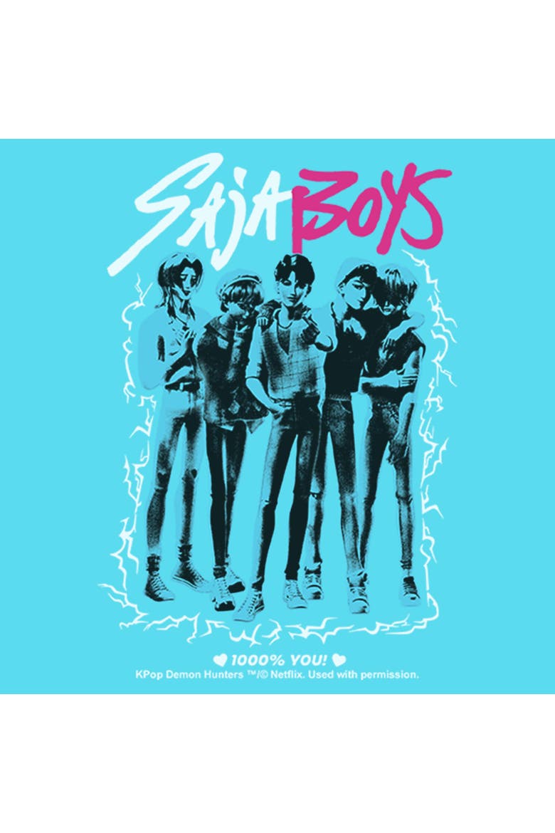 Girls' Saja Boys' Idols Portrait Cropped T-Shirt, Alternate, color, Blue