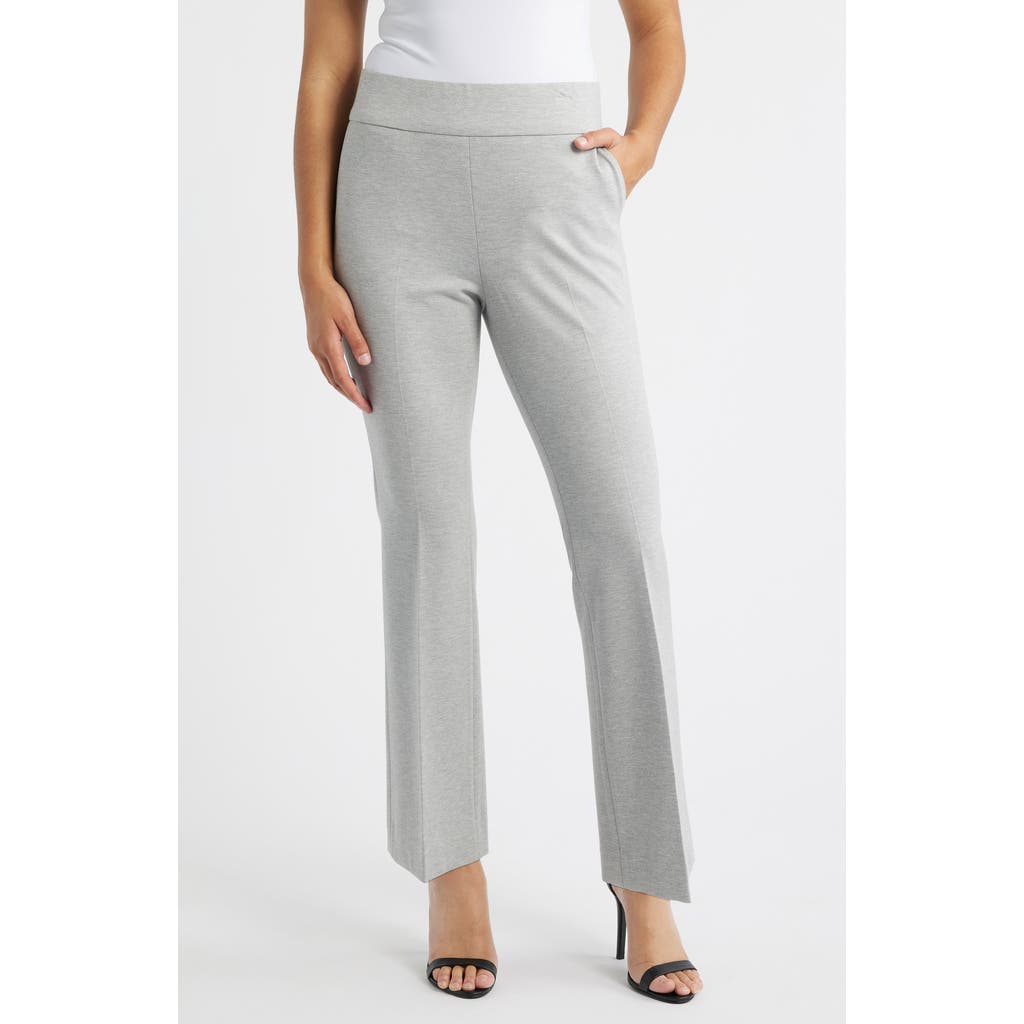 Anne Klein High Waist Bootcut Knit Pants In Gray
