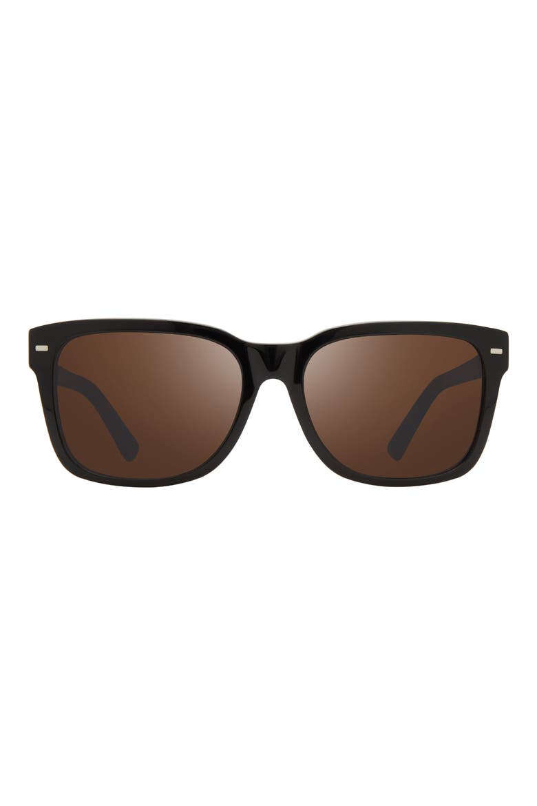 Taylor 56mm Polarized Square Sunglasses, Main, color, BLACK