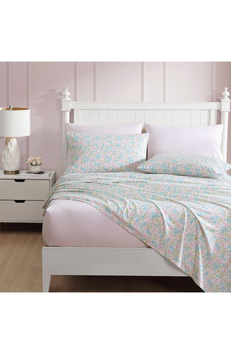 Laura Ashley Jaynie 6-Piece Sheet Set, Alternate, color, Pastel Blue