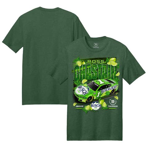 Men's Trackhouse Racing Team Collection  Heather Green Ross Chastain Busch Light Lime Car T-Shirt
