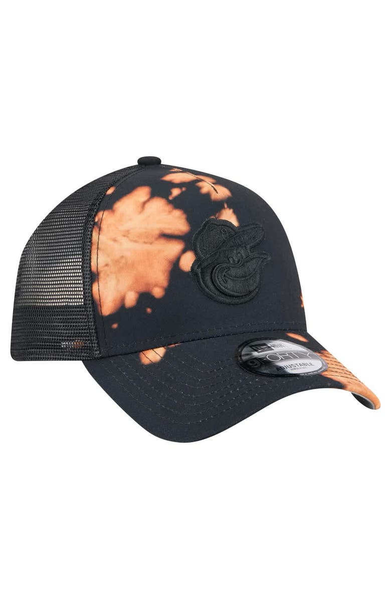 New Era Men's New Era  Black Baltimore Orioles Bleached A-Frame 9FORTY Adjustable Hat, Alternate, color, 