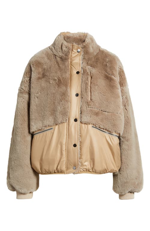 Dra Lucien Leopard Mixed Media Jacket In Brown