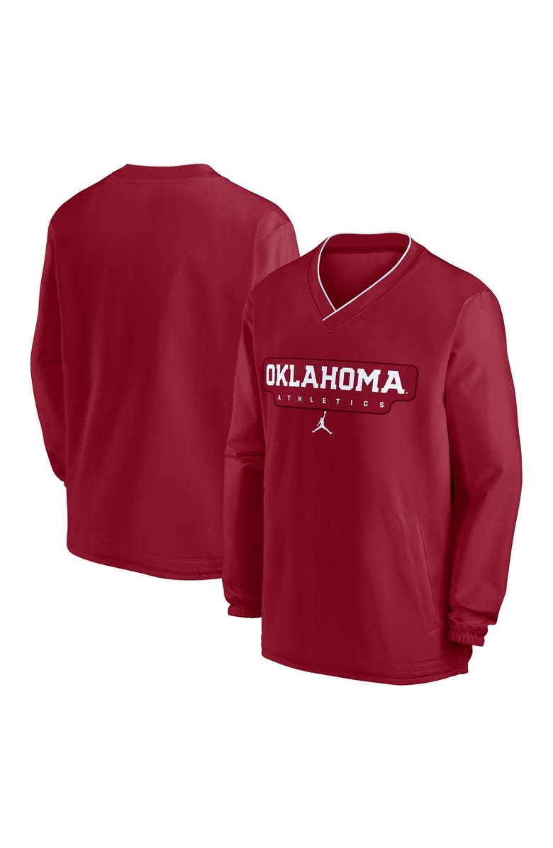 Jordan Brand Men's Jordan Brand Crimson Oklahoma Sooners 2024 Sideline Pullover Windshirt, Main, color, Crimson