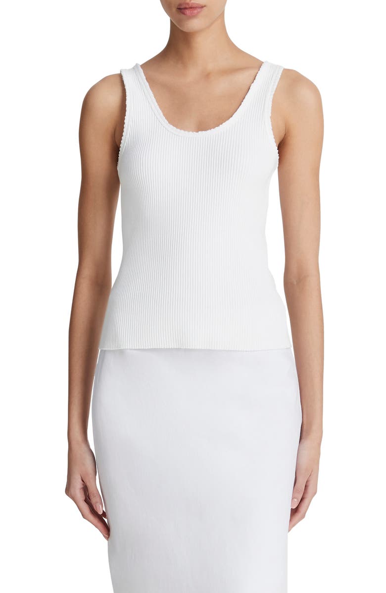 Vince Scoop Neck Rib Tank, Main, color, Optic White