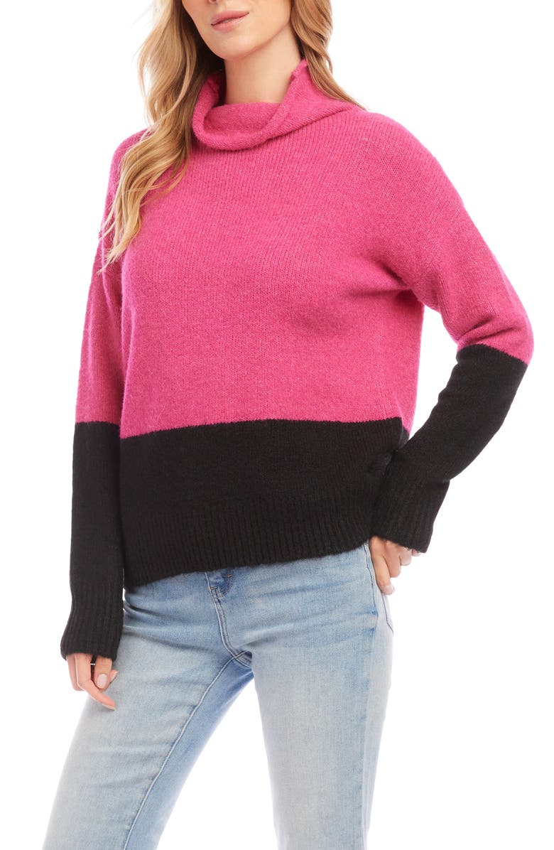 Karen Kane Colorblock Turtleneck Sweater, Alternate, color, 