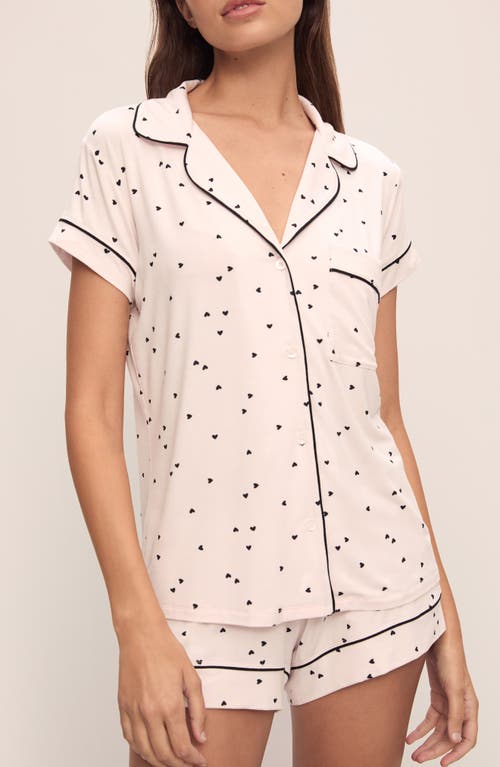 Shop Eberjey Gisele Printed Short Pajamas In Little Heart Sorbet
