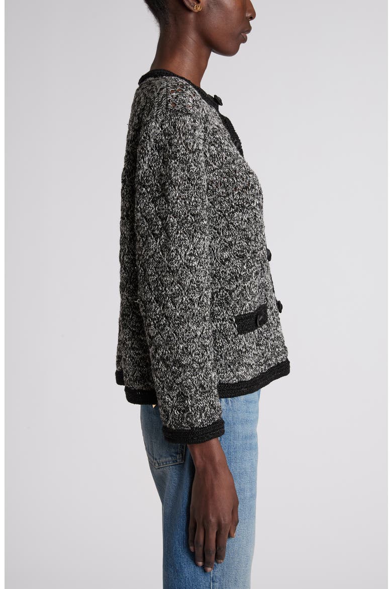 Metallic Linen Blend Jacket, Alternate, color, IVORY/ BLACK