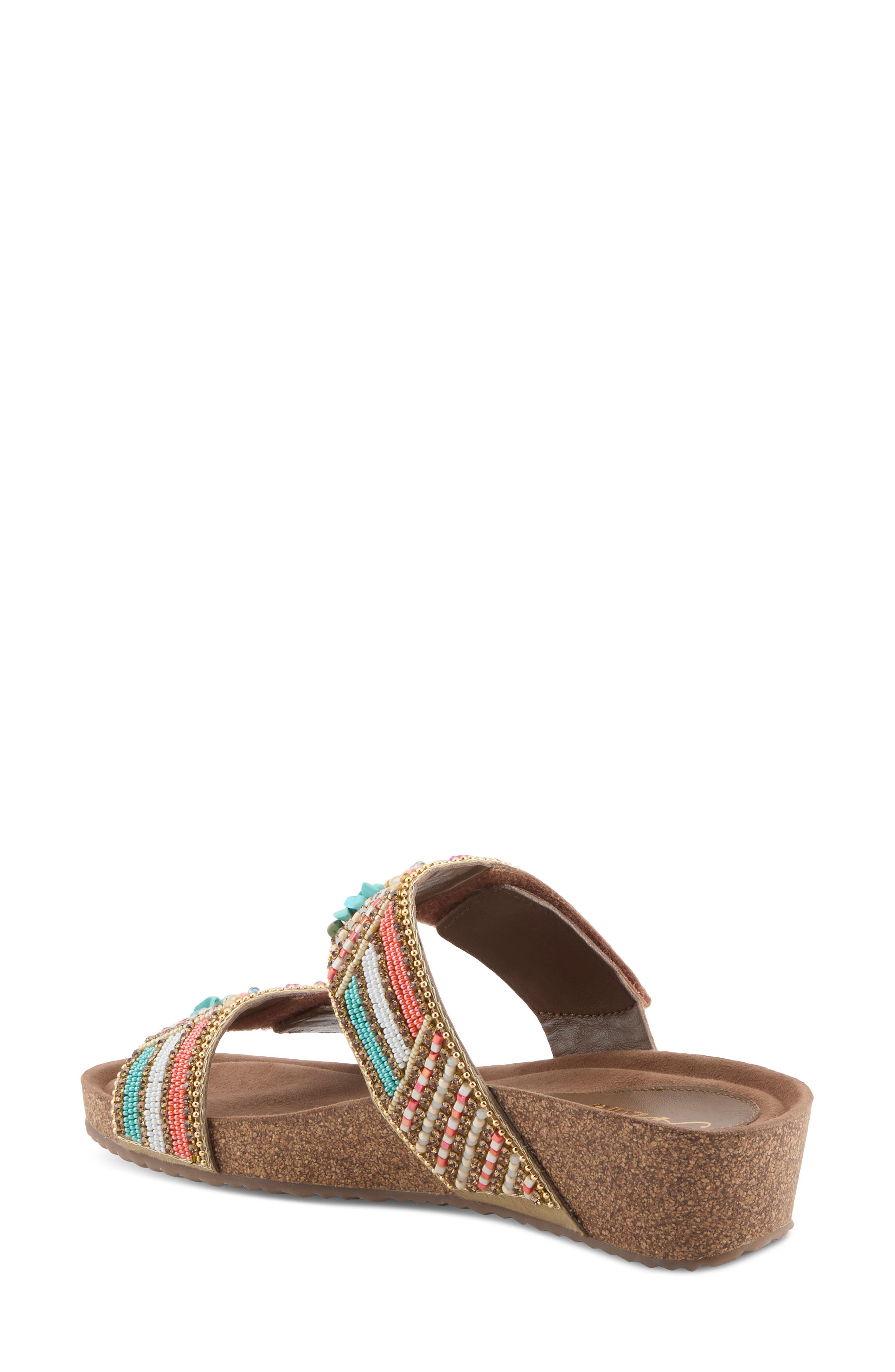 Bahamain Hand Beaded Platform Sandal, Alternate, color, TURQUOISE MULTI