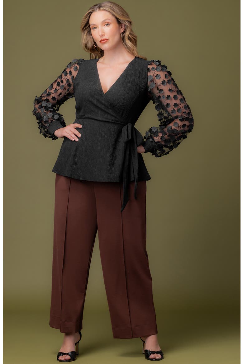 High Waist Wide Leg Ponte Pants, Alternate, color, CHOCOLATE