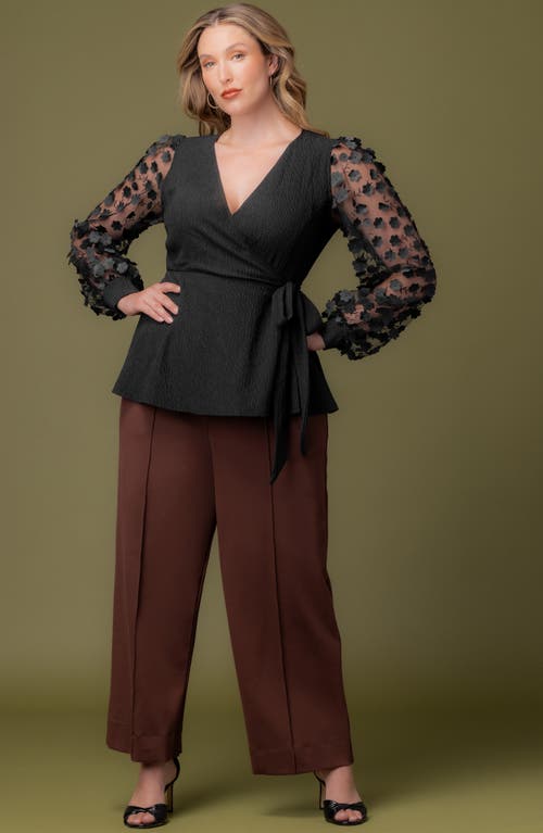 Kiyonna High Waist Wide Leg Ponte Pants In Brown