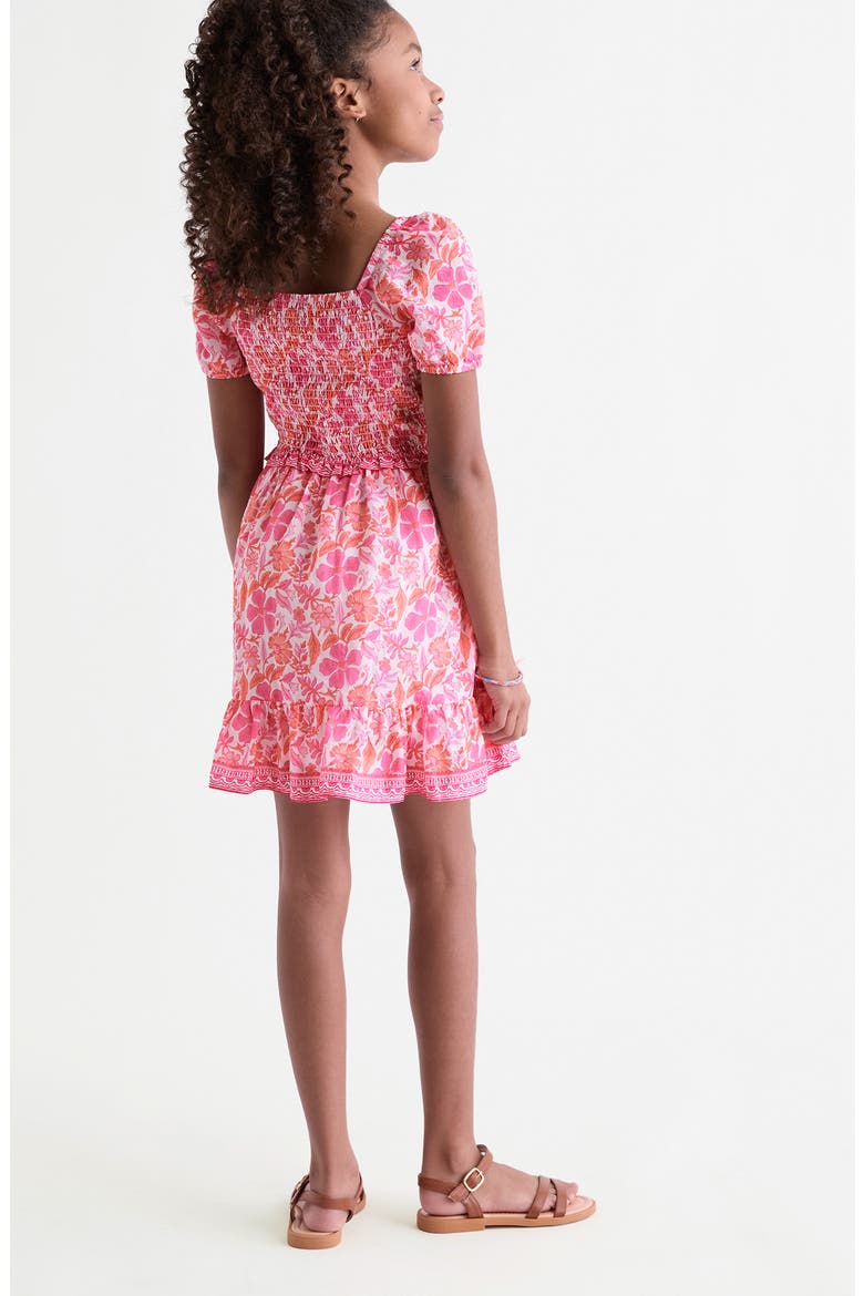 Kids' Smocked Bodice Puff Sleeve Cotton Blend Sundress, Alternate, color, ASHLEIGH FLORAL