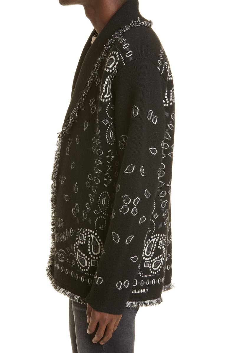 Alanui Icon Bandana Jacquard Cashmere Cardigan, Alternate, color, 