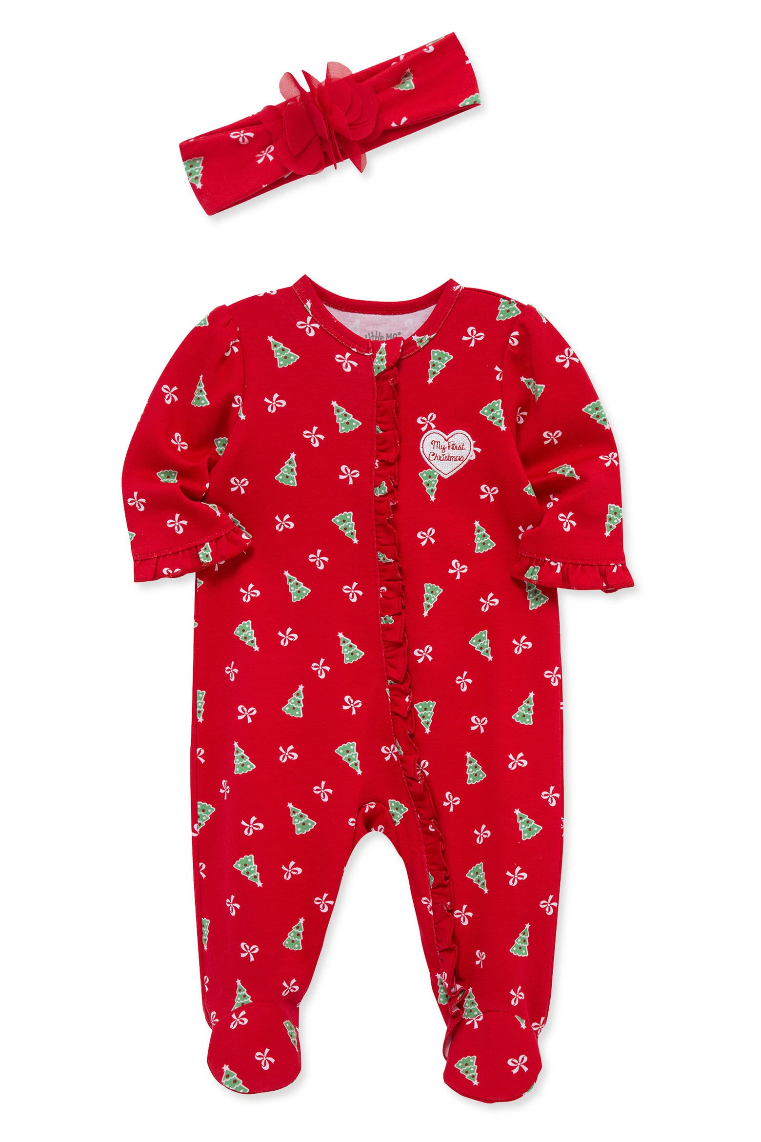 Tree Rash Little Me Pretty Trees Holiday Footie & Headband Set (Women ...