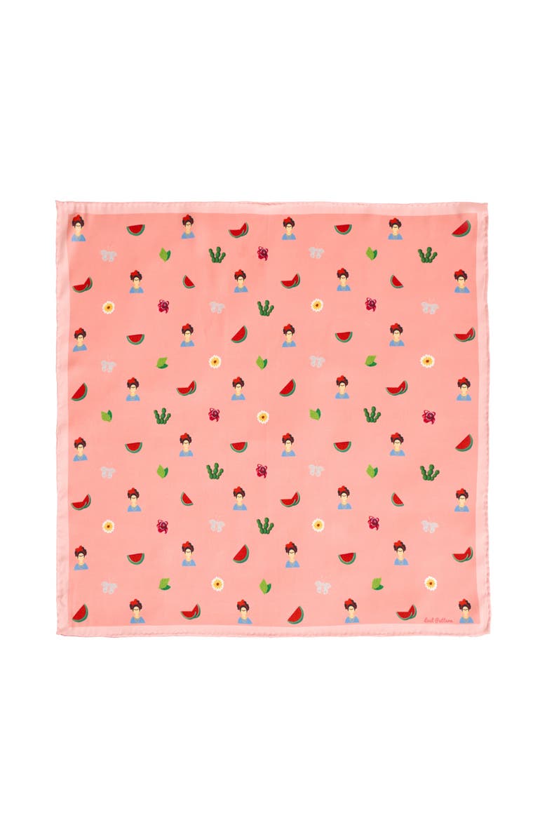 Lost Pattern "Frida's Desert Bloom" Silk Bandana Scarf, Main, color, Pink
